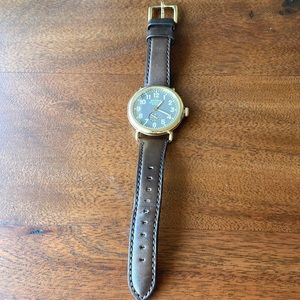 Shinola Men’s leather band watch water resistant gold glow in the dark